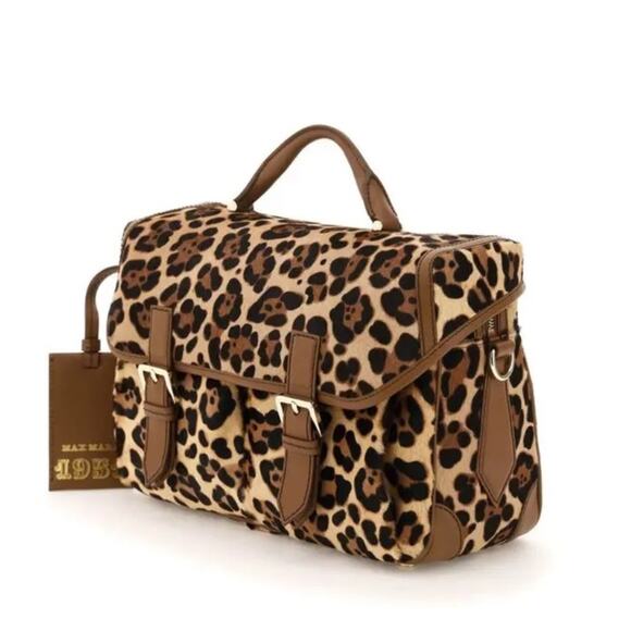 MaxMara Handbags - Max Mara Leopard Pony Hair Anna Large Bag Purse
